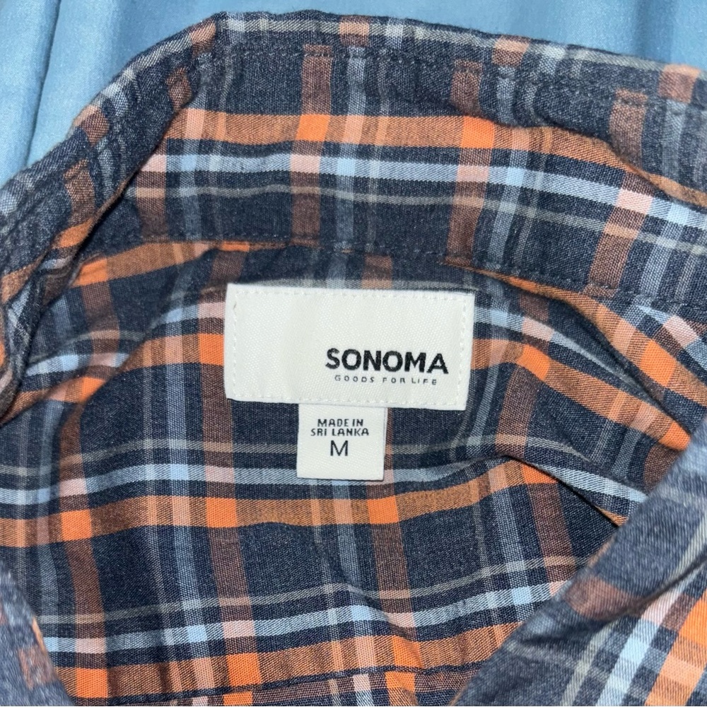 Sonoma good for life flannel button up orange and blue